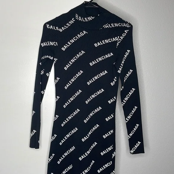 【BALENCIAGA】リブニット ラップドレス ブラック Balenciaga | Dresses | Balenciaga Black Printed Ribbedknit